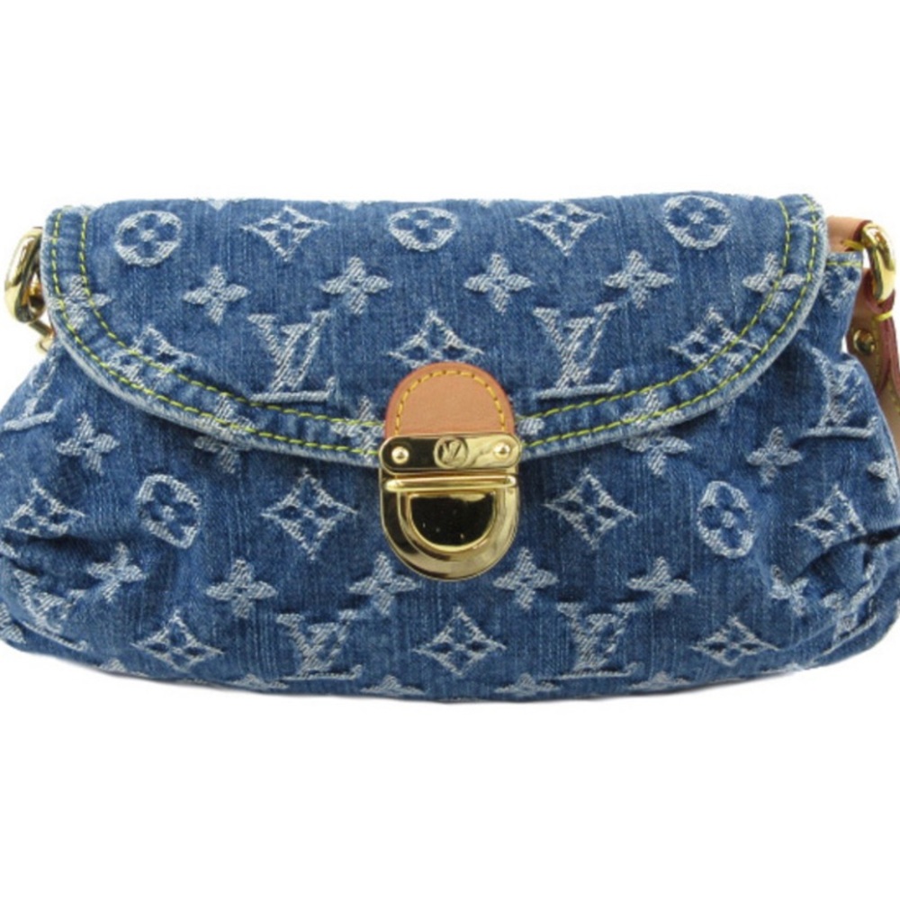 Authentic Louis Vuitton Denim Bag Mini Pleaty Monogram Vintage Jean Shoulder Bag
